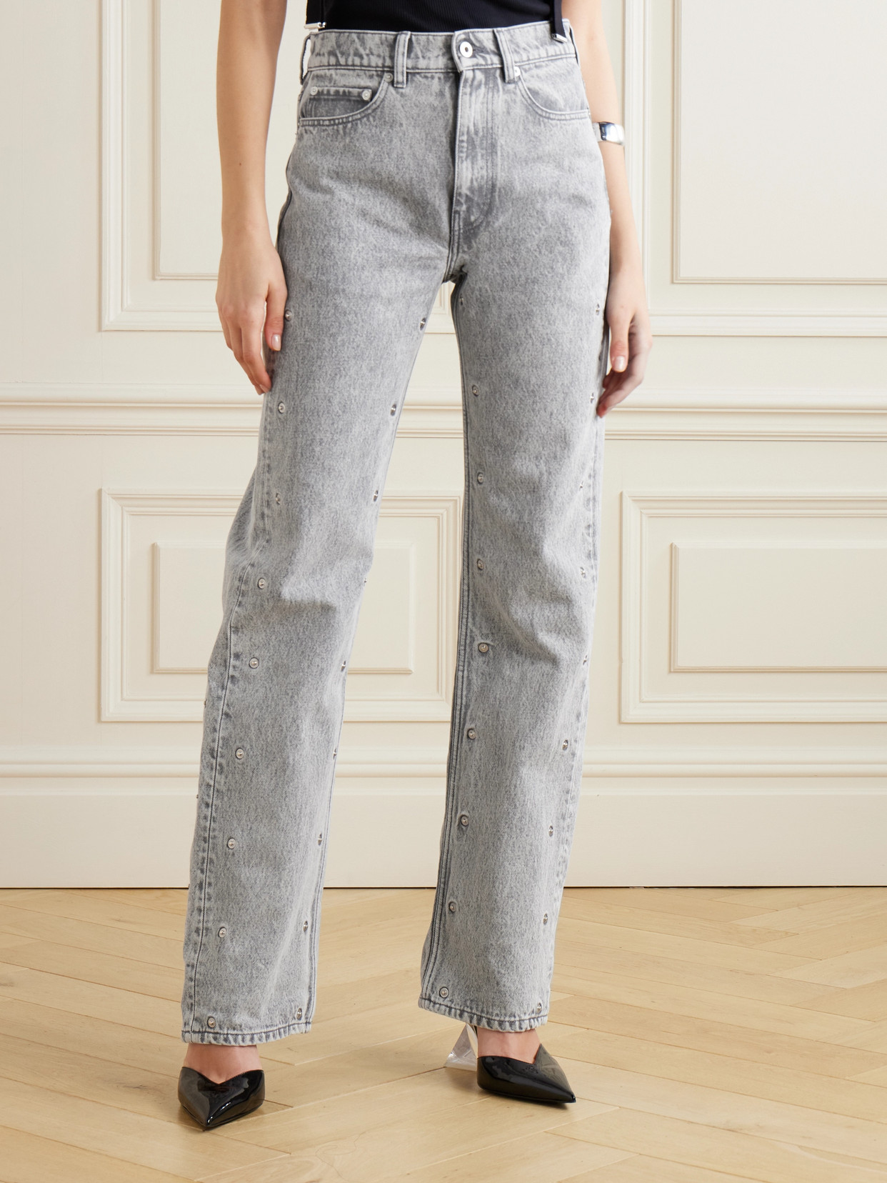 Y/Project - Snap Off Chap Convertible High-Rise Organic Straight-Leg Jeans