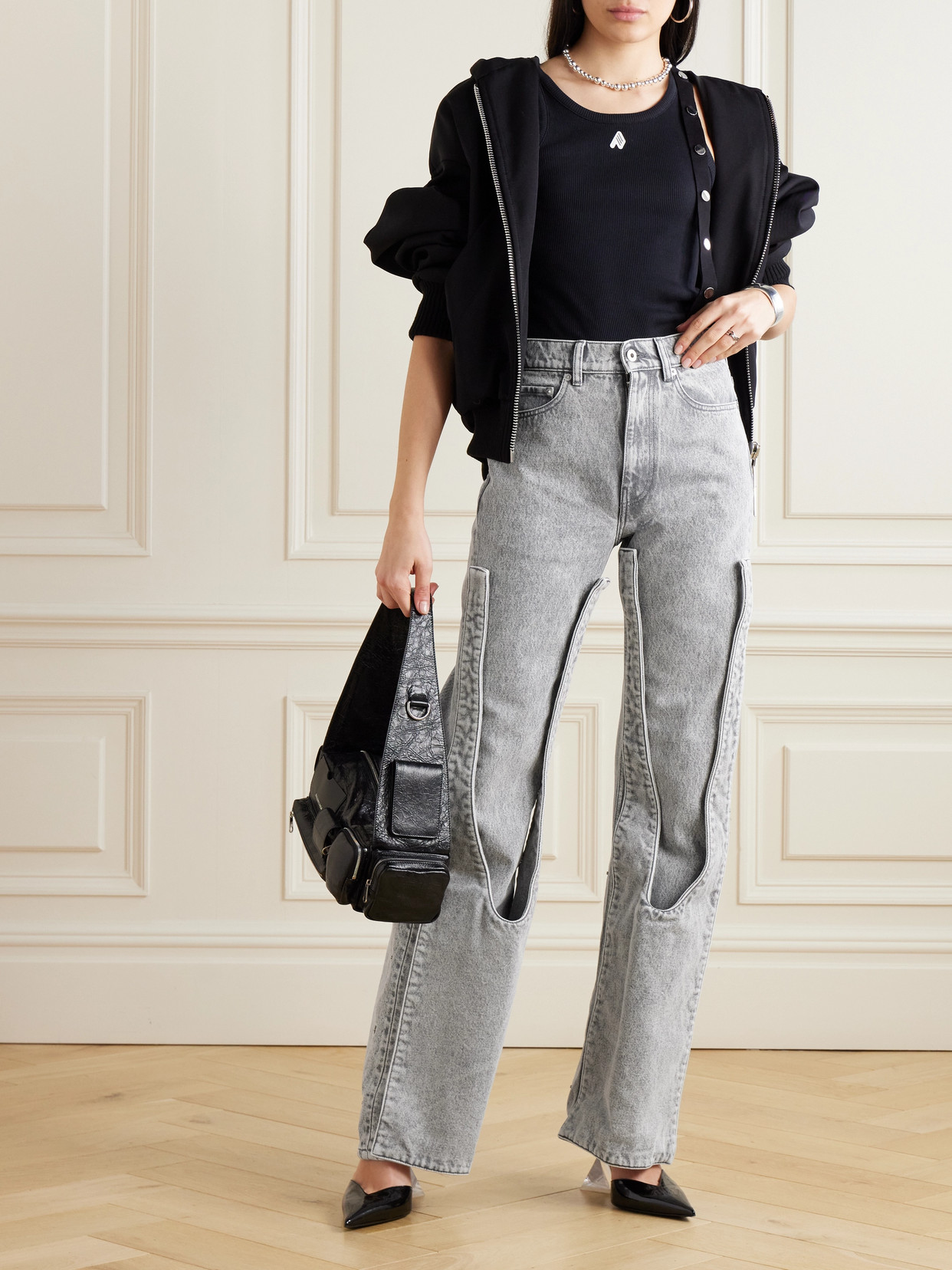 Y/Project - Snap Off Chap Convertible High-Rise Organic Straight-Leg Jeans