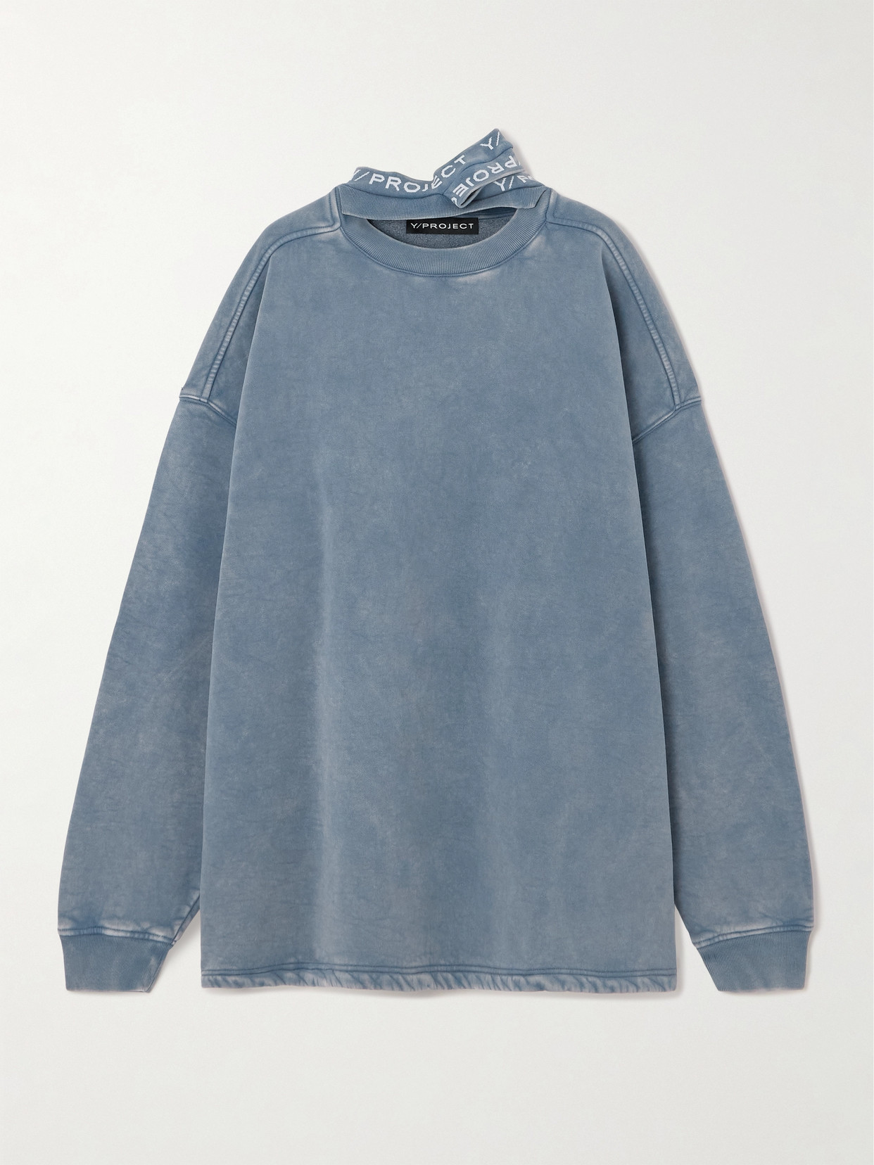 Shop Y/project Triple Collar Garment-dyed Cotton-jersey Sweatshirt In Unknown