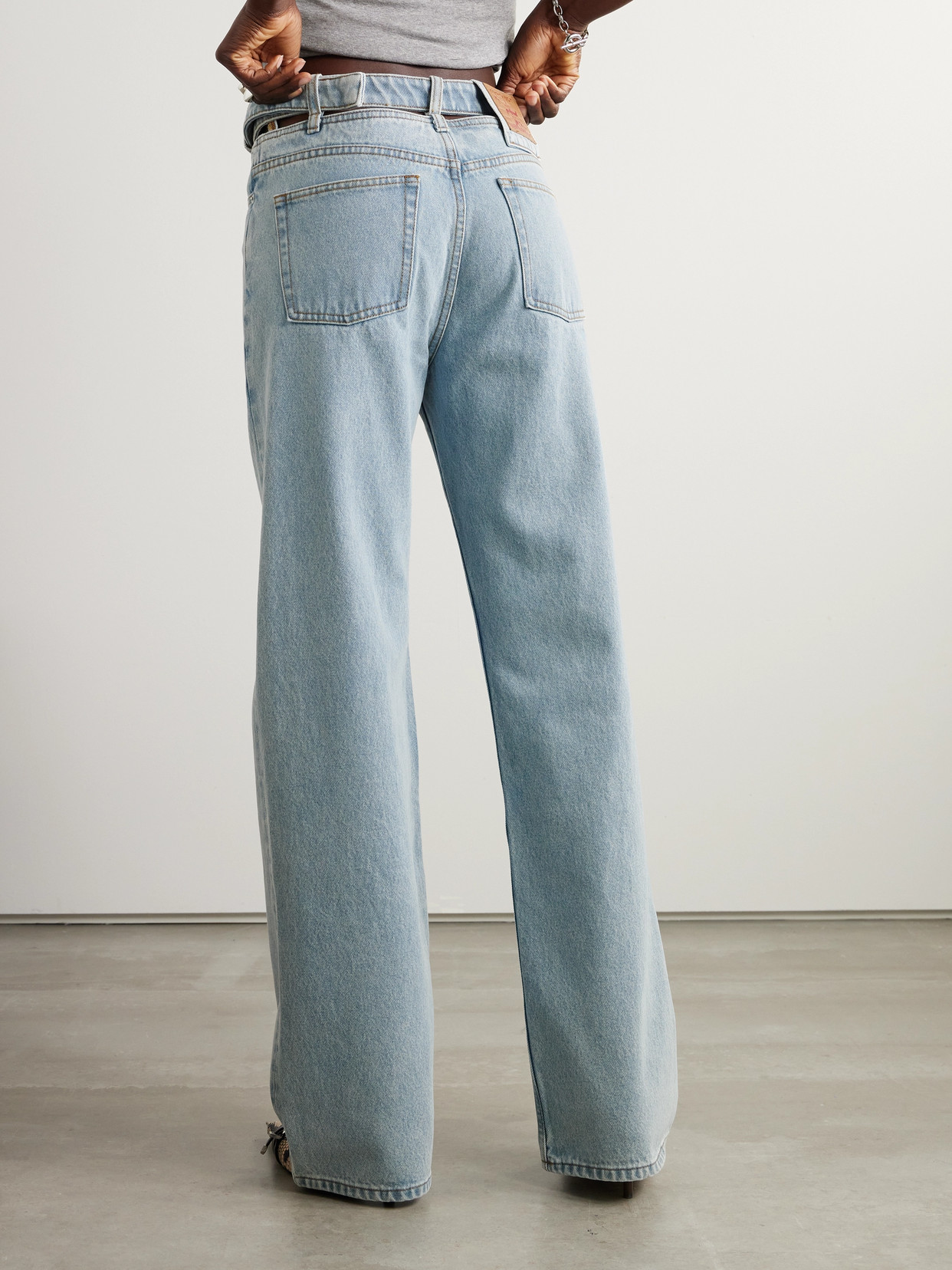Y/Project - Evergreen Belted Cut-Out Organic High-Rise Straight-Leg Jeans