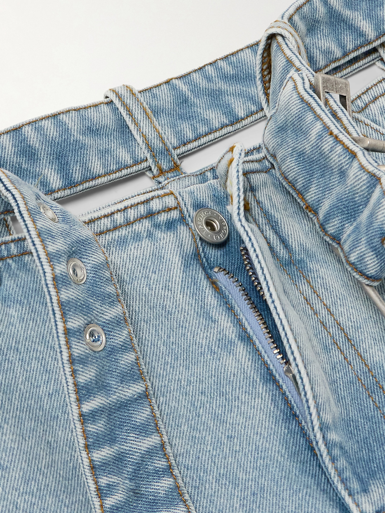 Y/Project - Evergreen Belted Cut-Out Organic High-Rise Straight-Leg Jeans