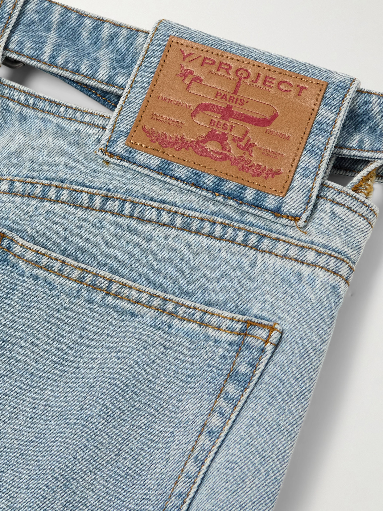 Y/Project - Evergreen Belted Cut-Out Organic High-Rise Straight-Leg Jeans