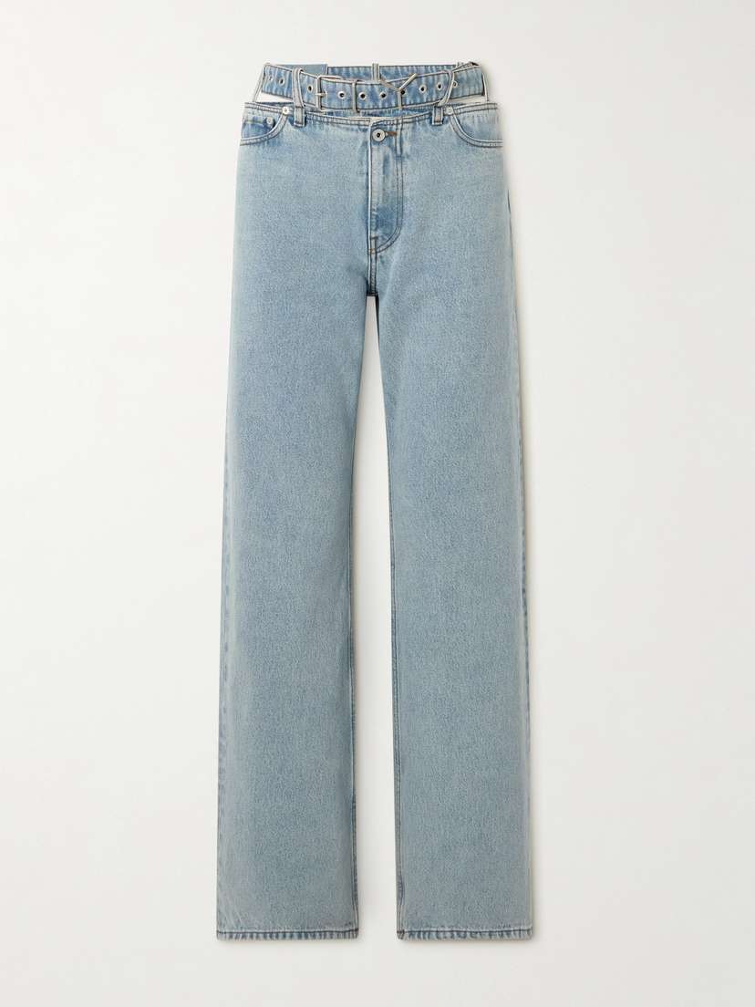Y/Project Evergreen Belted Cut-out Organic High-rise Straight-leg Jeans