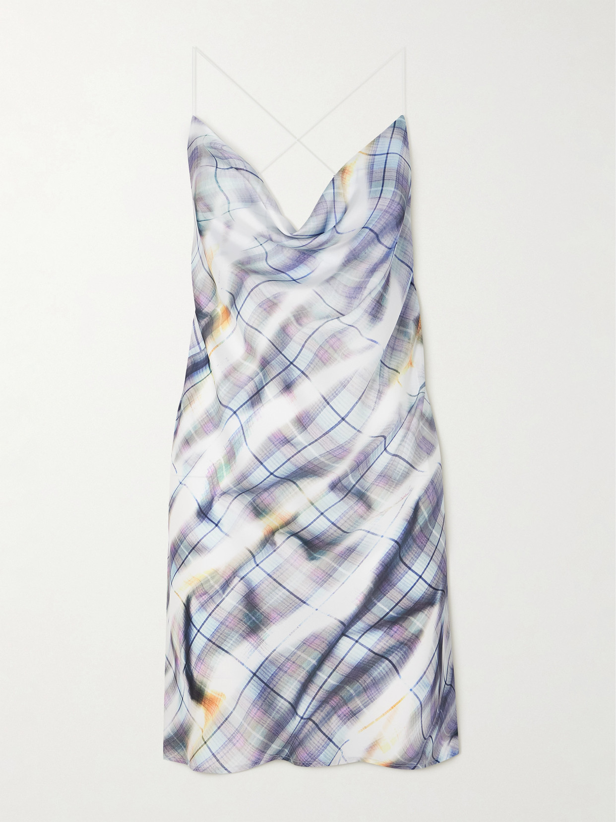 Y/Project - Open-back Draped Checked Satin Mini Dress - White