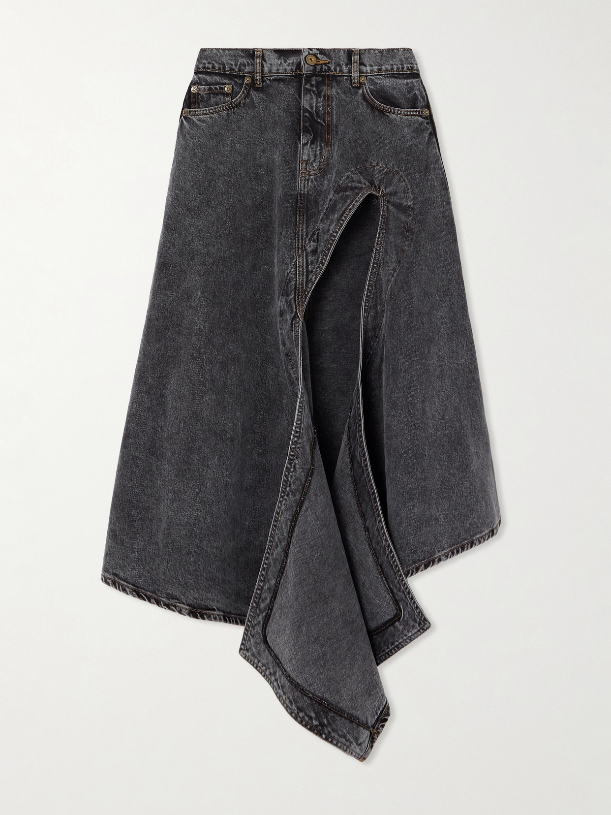 Shop Y/project Evergreen Cut-out Organic Denim Midi Skirt In Unknown