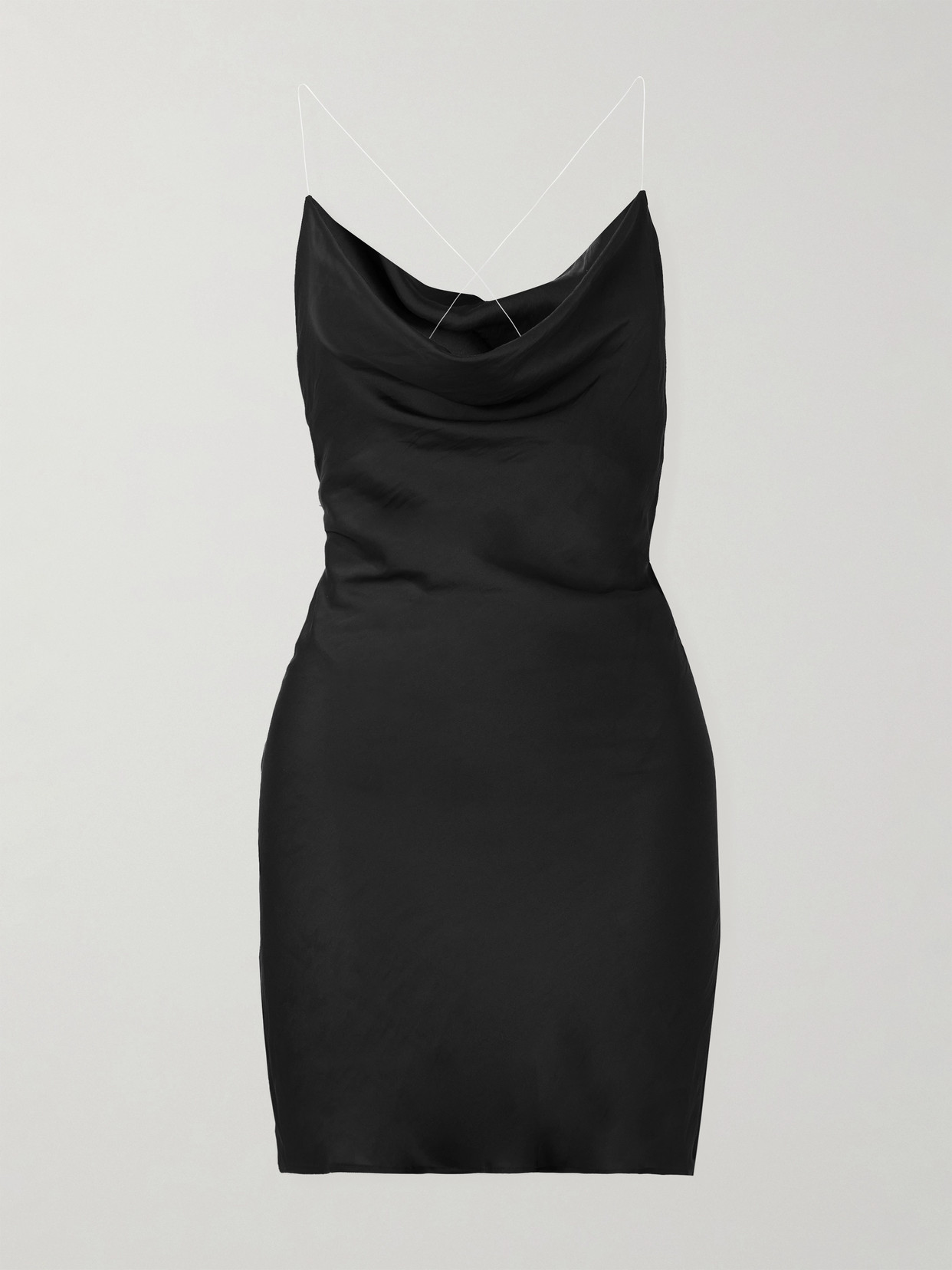 Y/project Open-back Draped Satin Mini Dress In Black