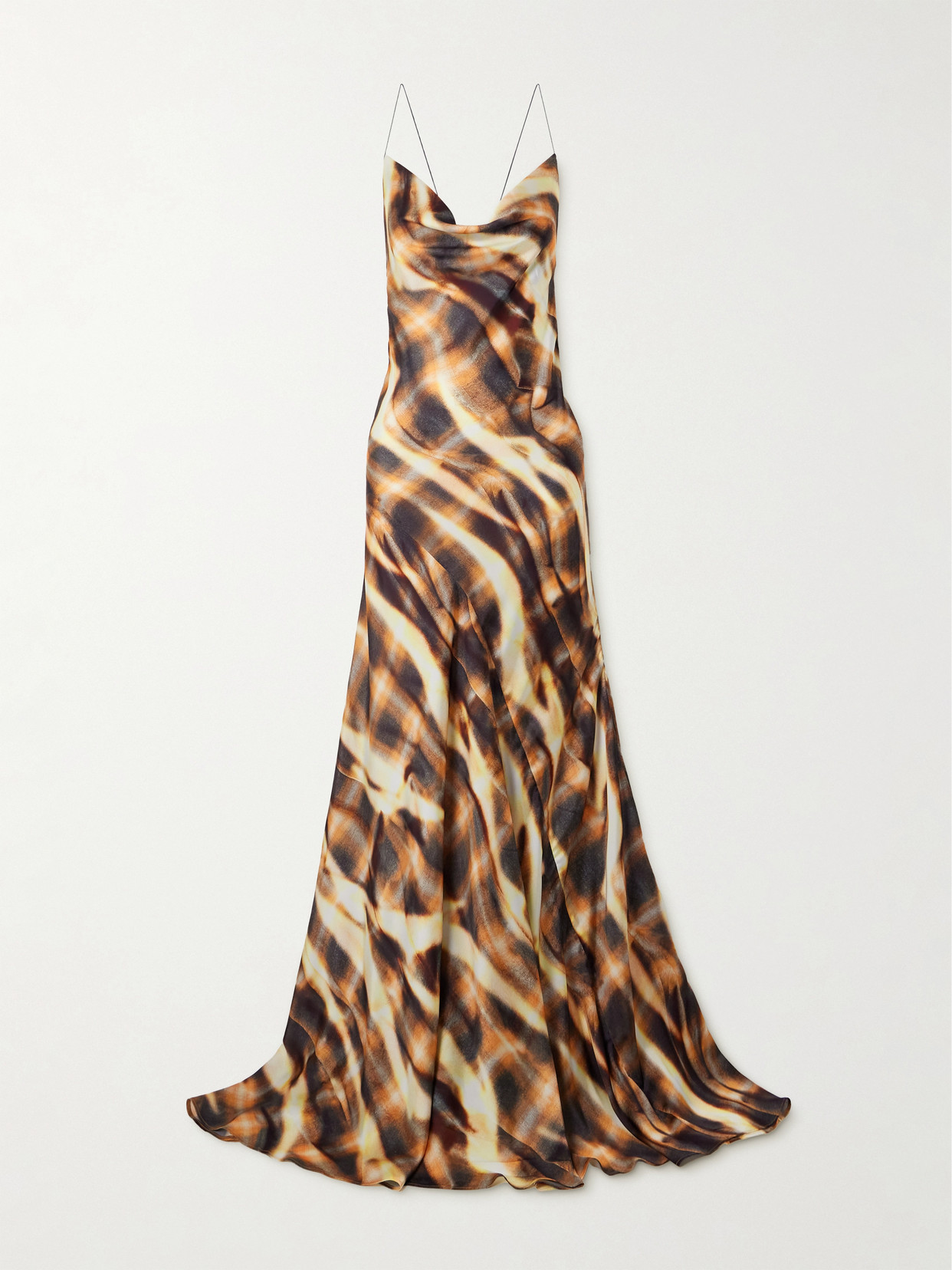 Y/project Asymmetric Draped Printed Satin Maxi Dress In Animal Print