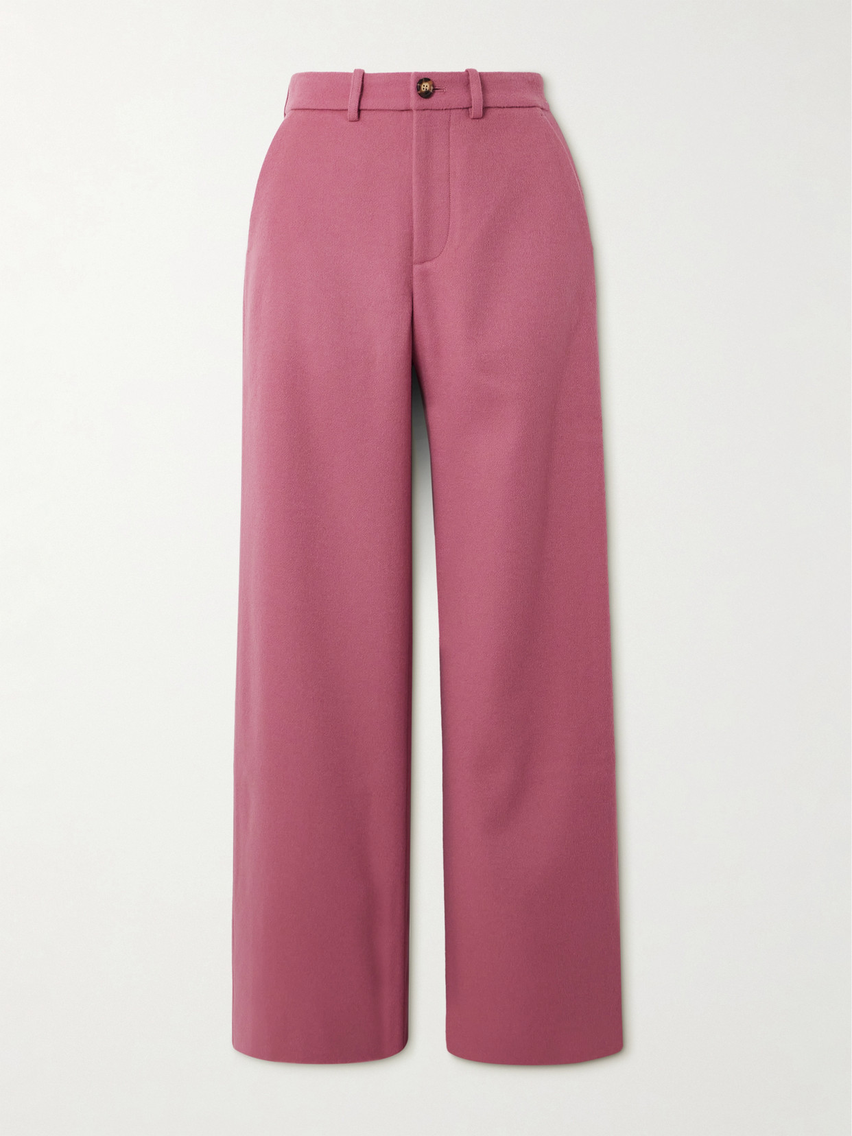 The Elder Statesman Wool And Cashmere-blend Mid-rise Straight-leg Trousers In Pink