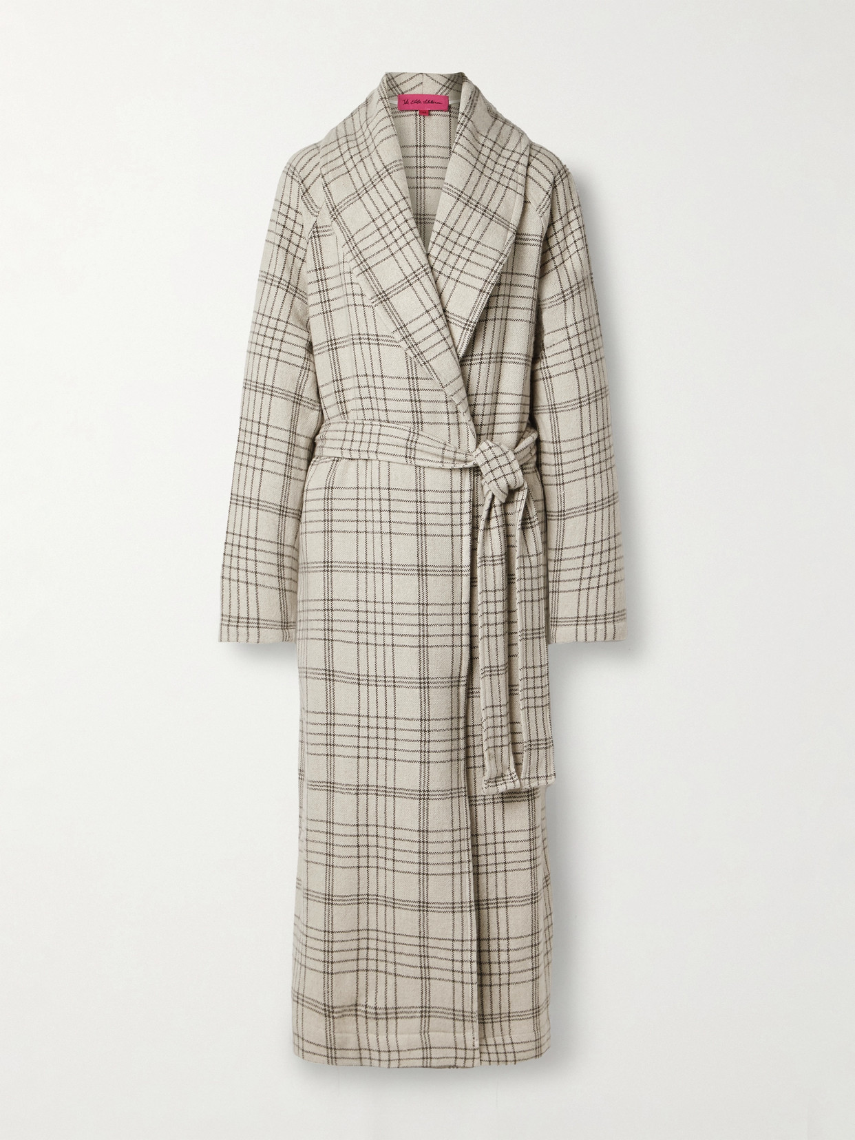 The Elder Statesman Sable Checked Cashmere Coat In White