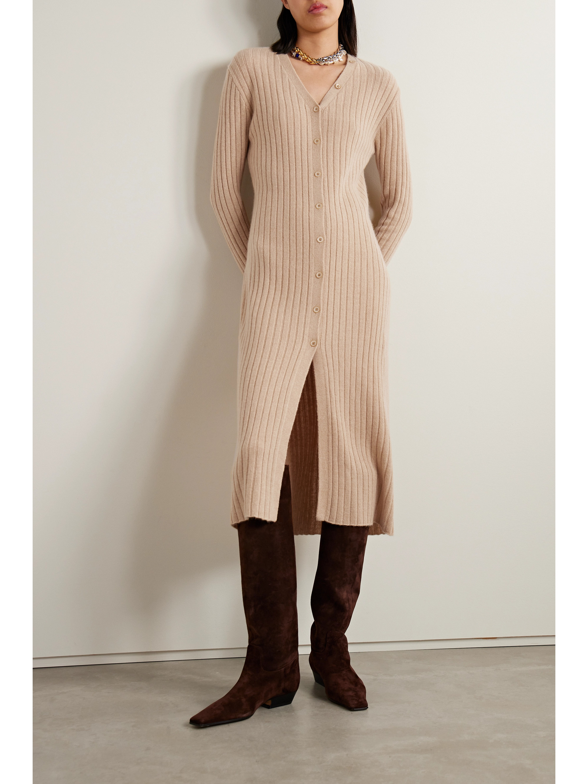 The Elder Statesman Ribbed cashmere midi dress thumbnail