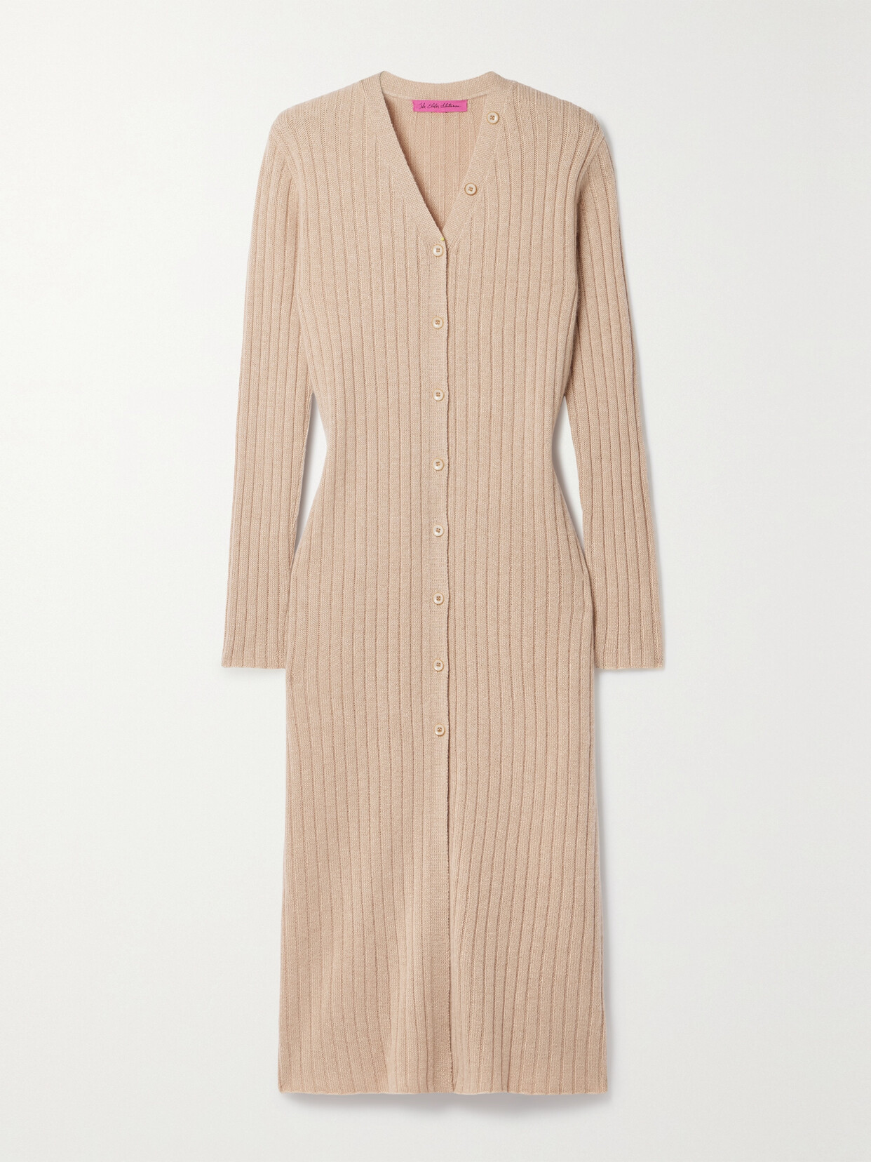 The Elder Statesman - Ribbed Cashmere Midi Dress - Neutrals