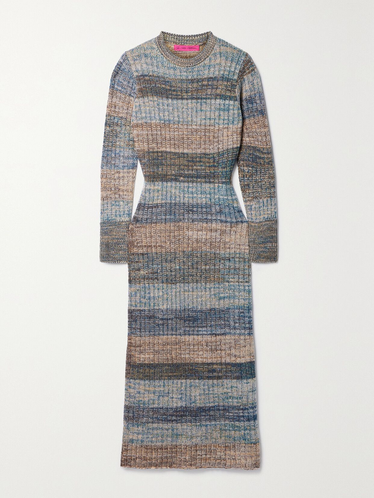 The Elder Statesman - Cosmic Ribbed Striped Cashmere Midi Dress - Multi