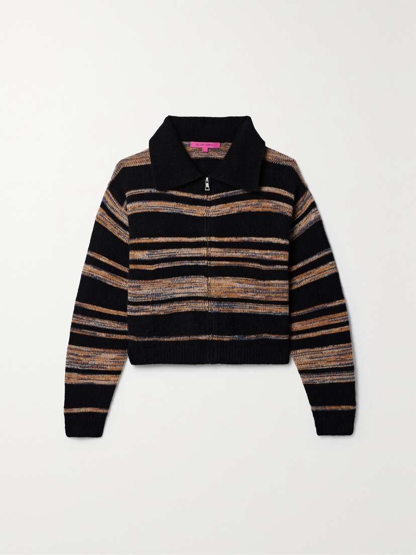 The Elder Statesman Phantom Striped Cashmere And Cotton-blend Cardigan