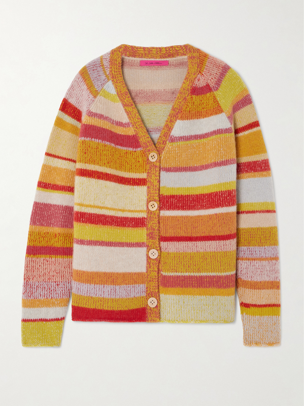 The Elder Statesman Striped Cashmere Cardigan In Multi