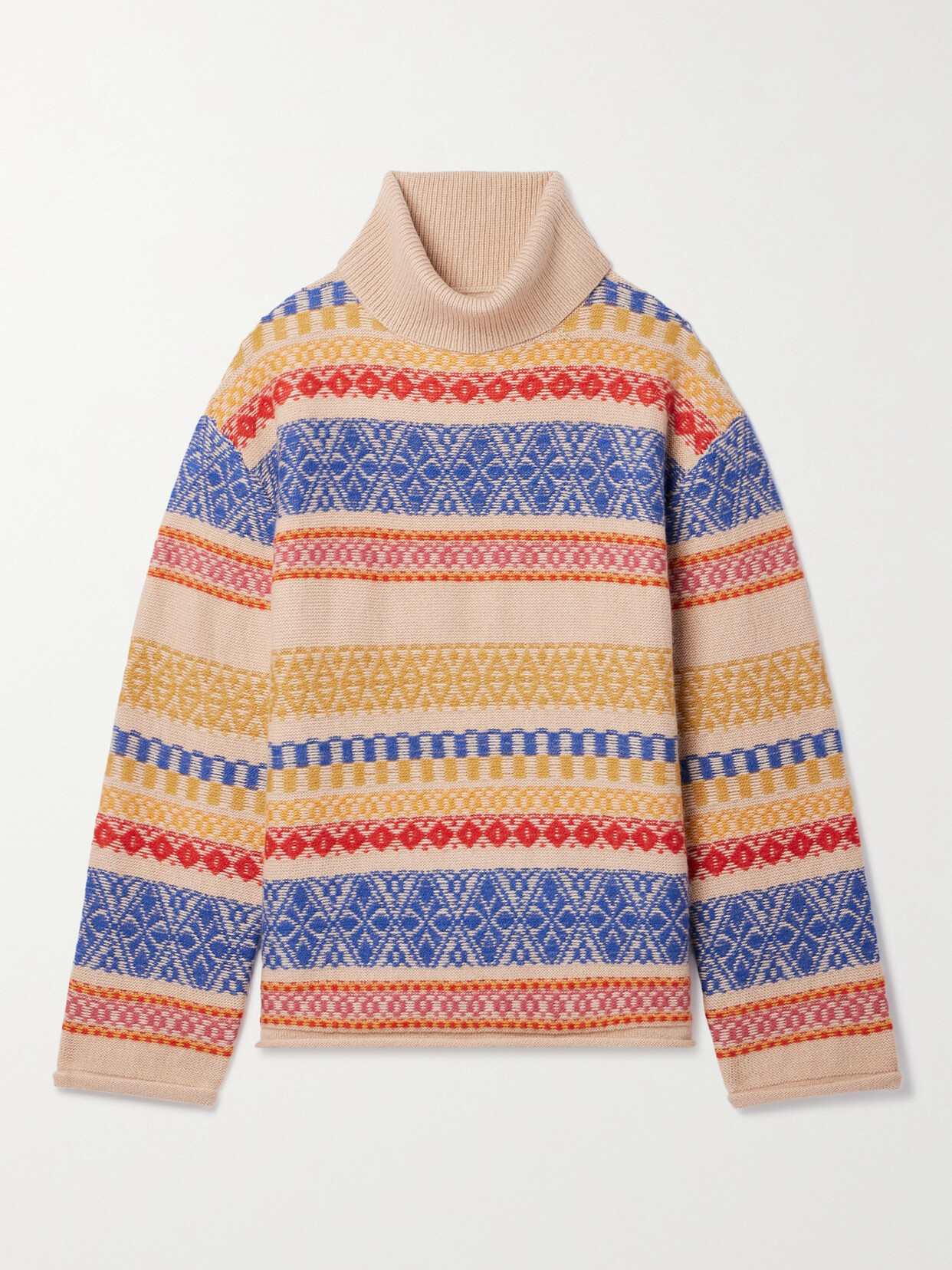 The Elder Statesman Hazy Fair Isle Cashmere Turtleneck Sweater In Multi