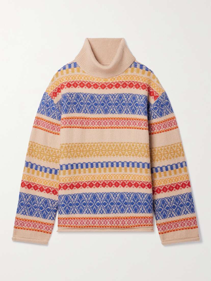 The Elder Statesman Hazy Fair Isle Cashmere Turtleneck Sweater