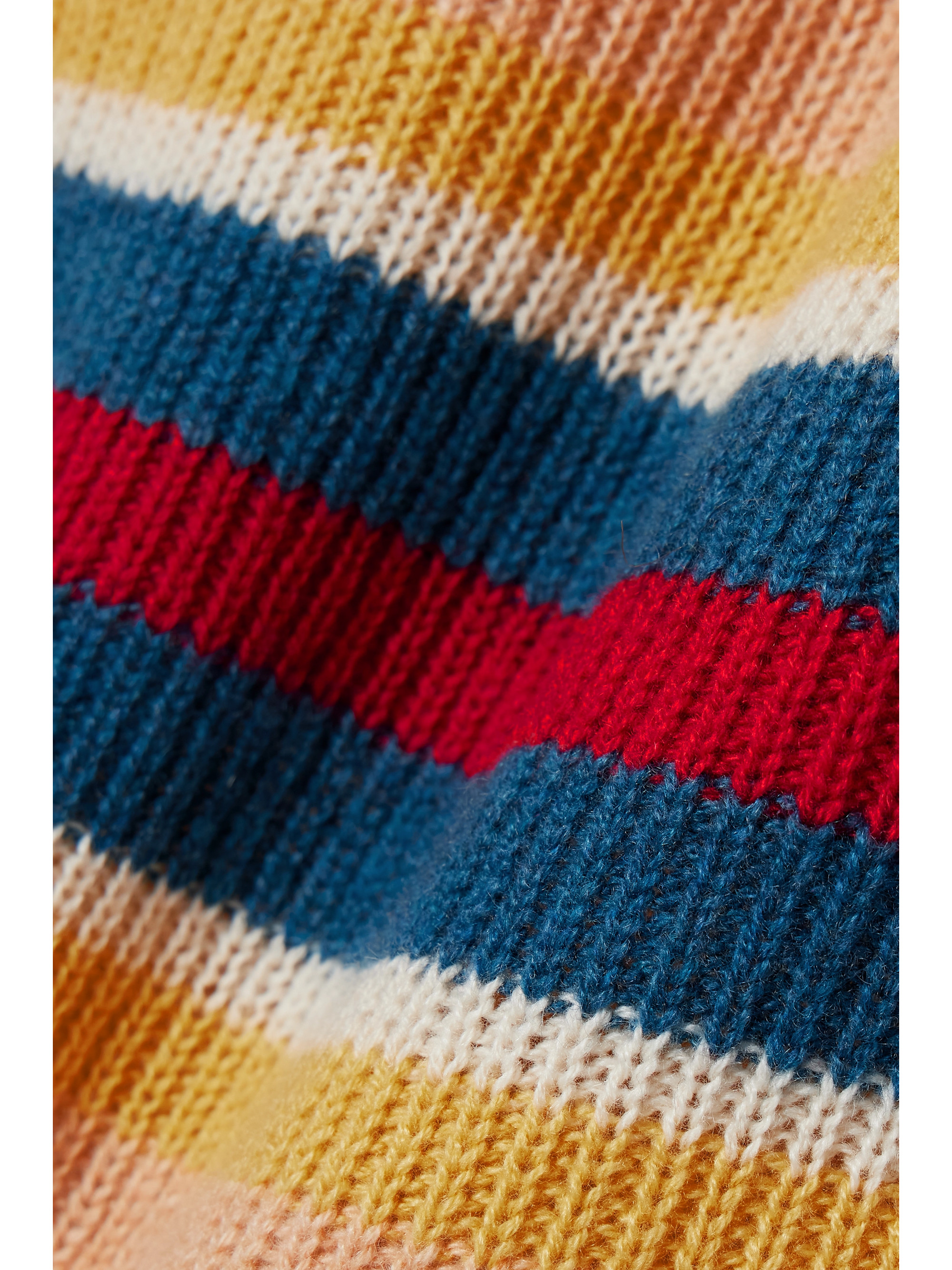 The Elder Statesman Striped ribbed cashmere turtleneck mini dress thumbnail