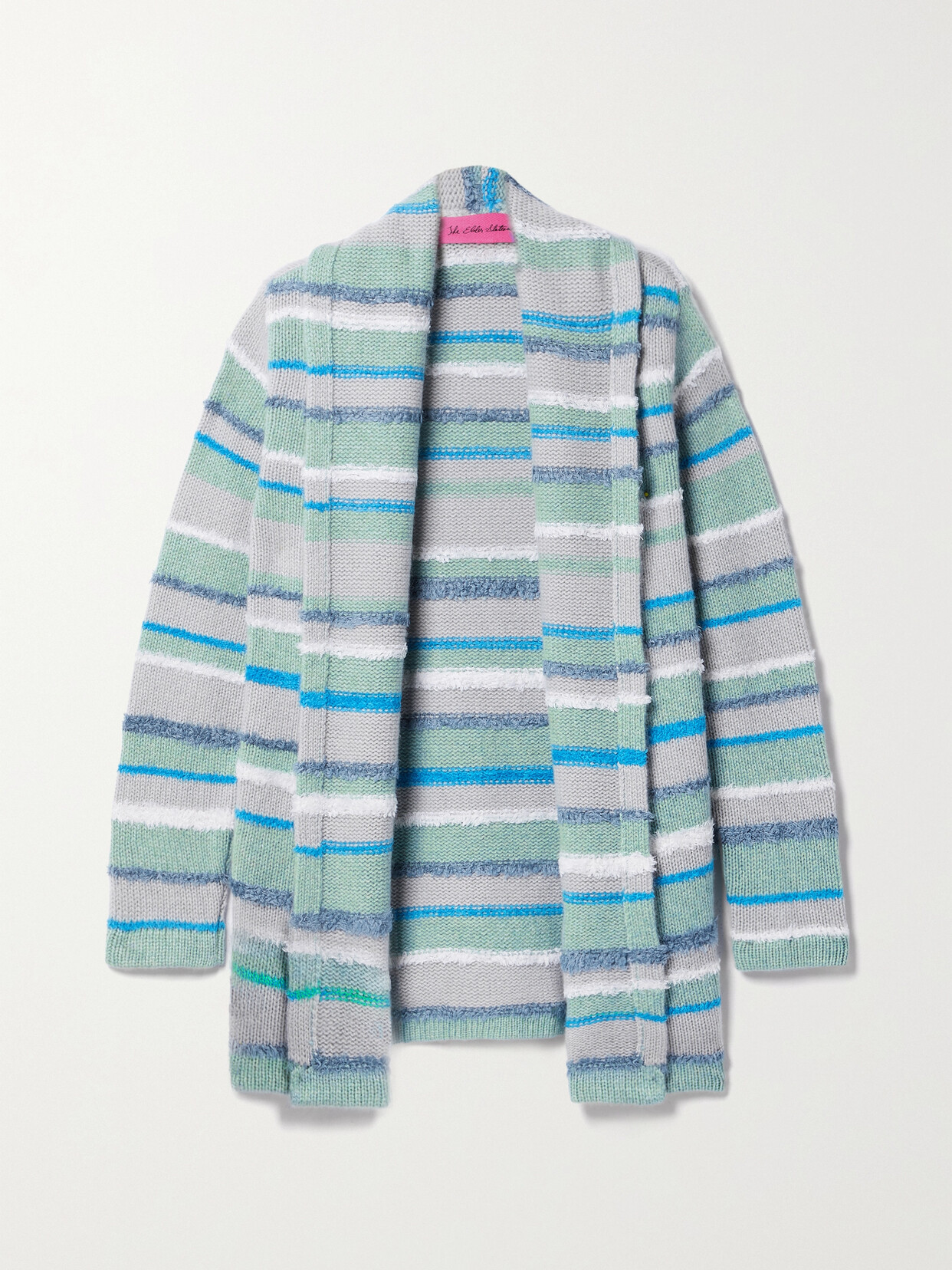 The Elder Statesman Striped Cashmere-blend Cardigan In Blue