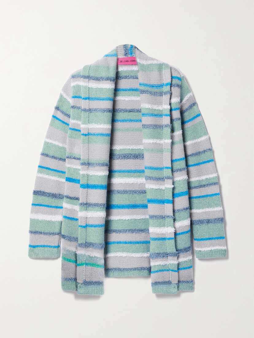 The Elder Statesman Striped Cashmere-blend Cardigan