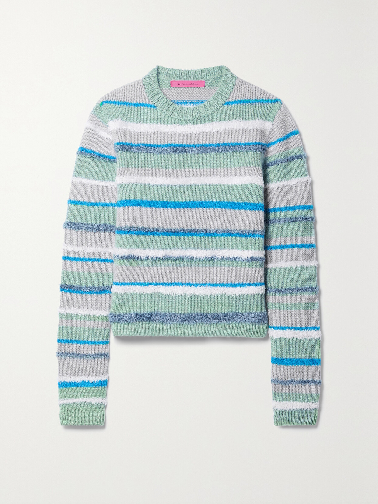 The Elder Statesman Striped Cashmere-blend Sweater In Blue