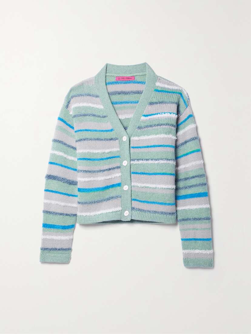 The Elder Statesman Striped Intarsia Cashmere-blend Cardigan
