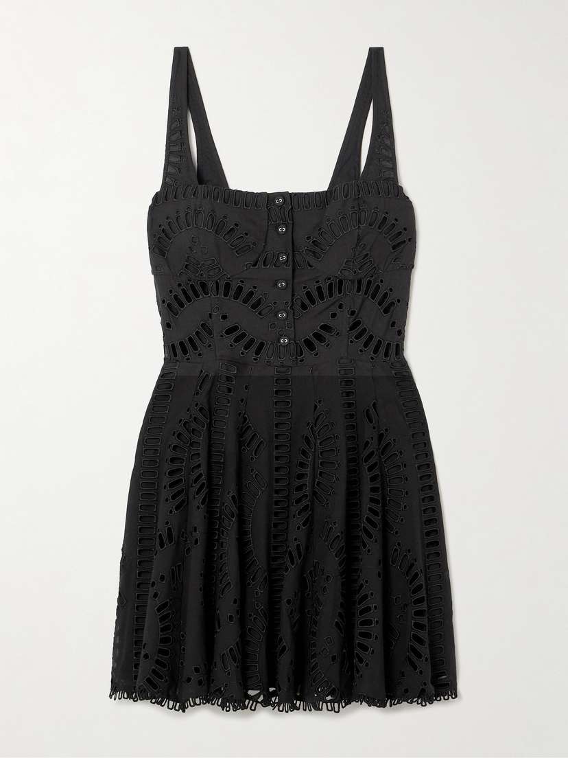 Charo Ruiz Ricka Scalloped Broderie Anglaise Cotton-blend Mini Dress