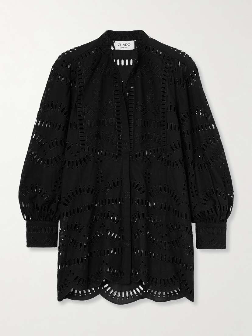 Charo Ruiz Jeky Scalloped Broderie Anglaise Cotton-blend Shirt - x large