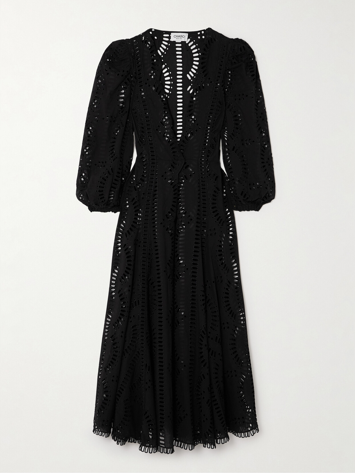 Charo Ruiz Kelyk Broderie Anglaise Cotton-blend Kaftan - Black