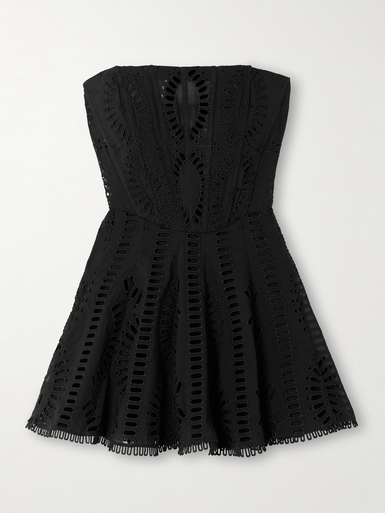 Charo Ruiz - Zannick Strapless Broderie Anglaise Cotton-blend Mini Dress - Black