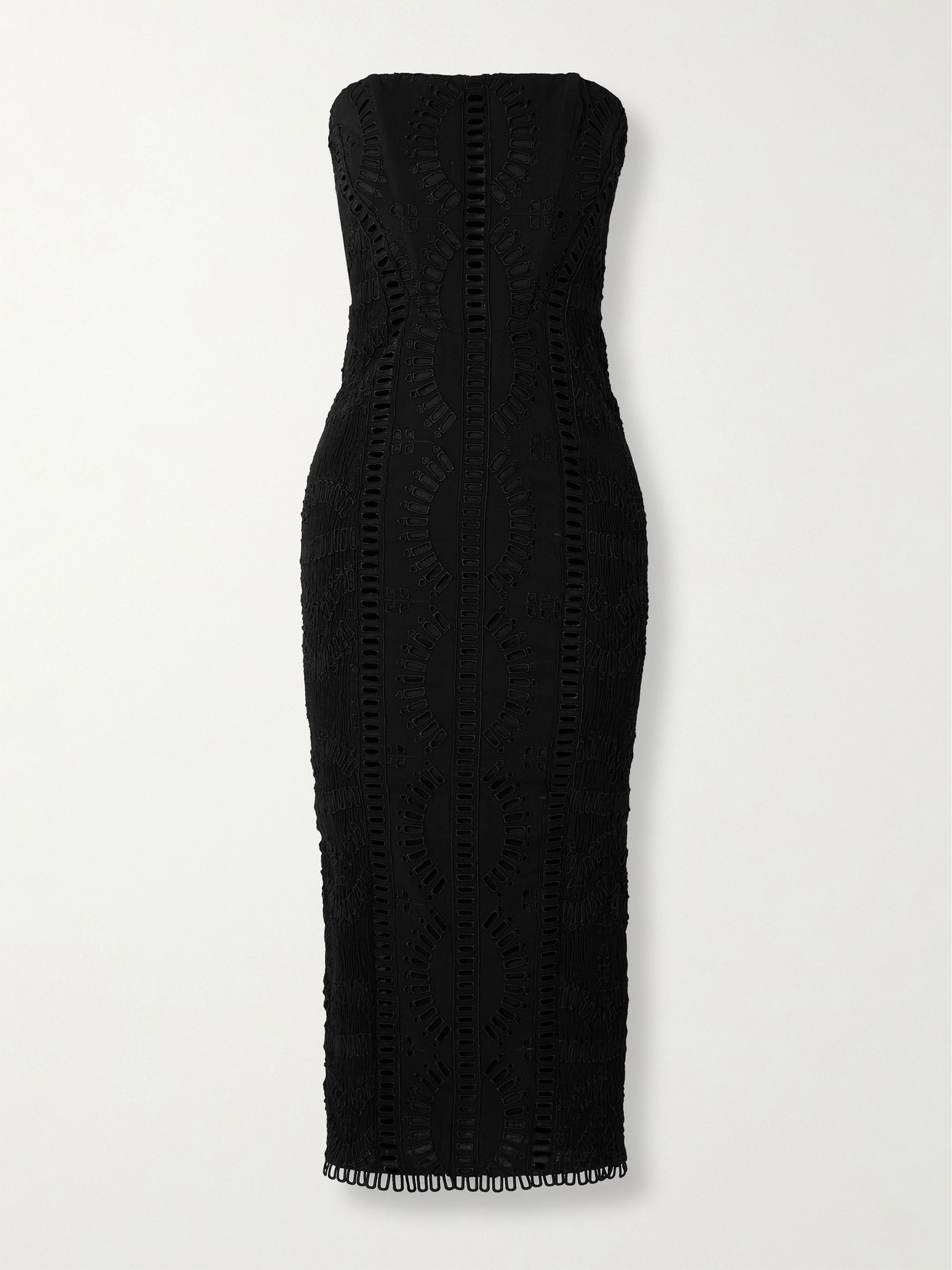 Charo Ruiz Ynisa Strapless Broderie Anglaise Cotton-blend Midi Dress - Black