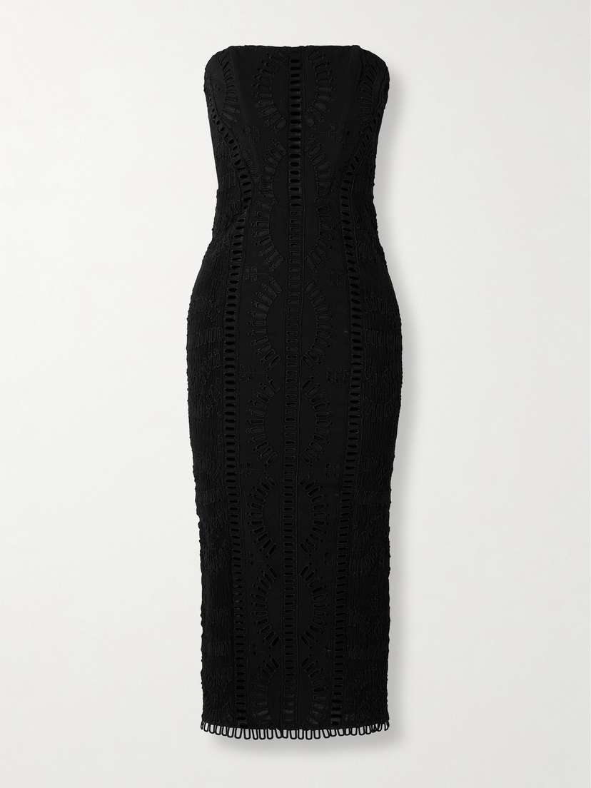 Charo Ruiz Ynisa Strapless Broderie Anglaise Cotton-blend Midi Dress - x large
