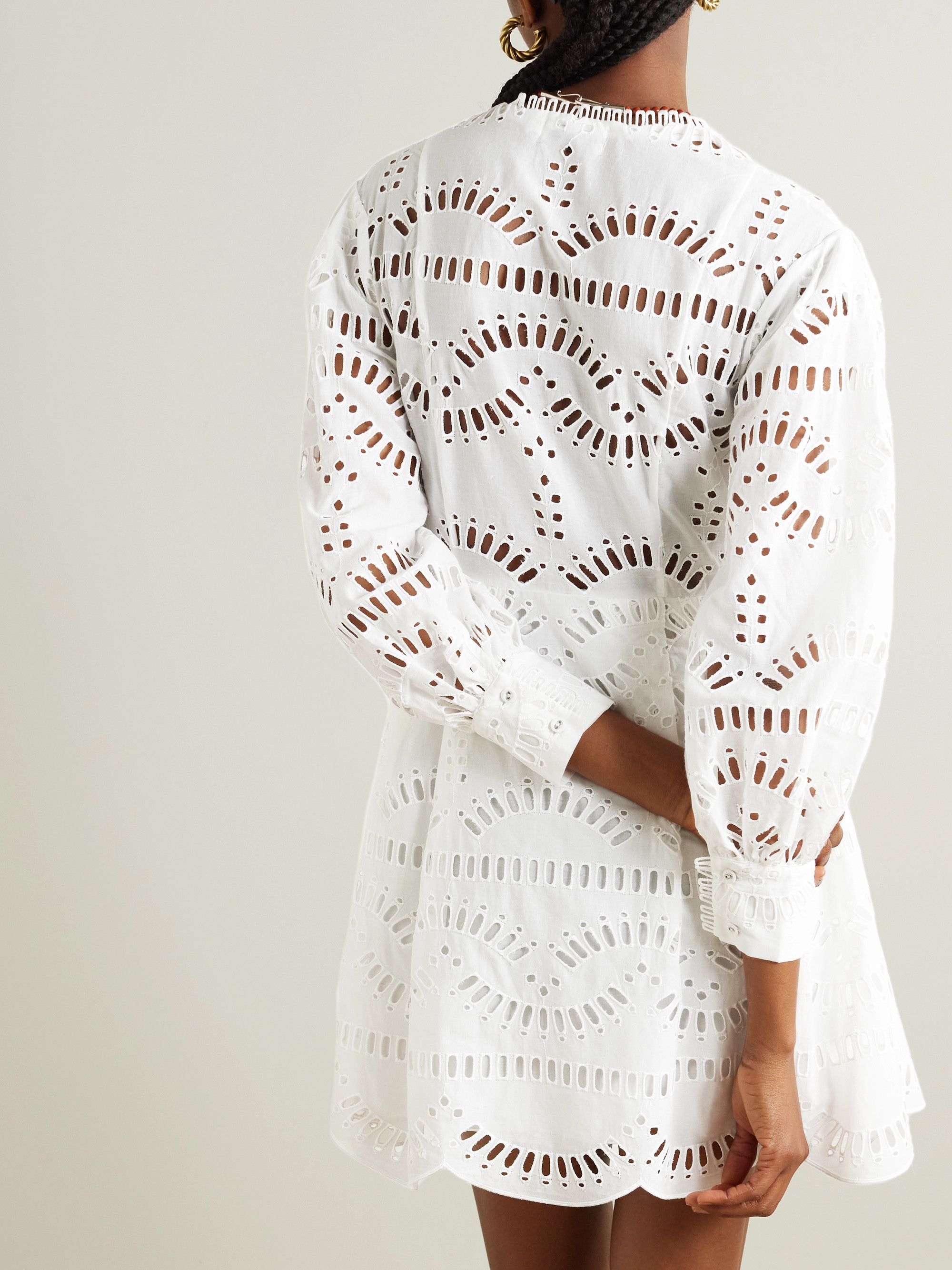 Charo Ruiz Franca broderie anglaise cotton-blend mini dress