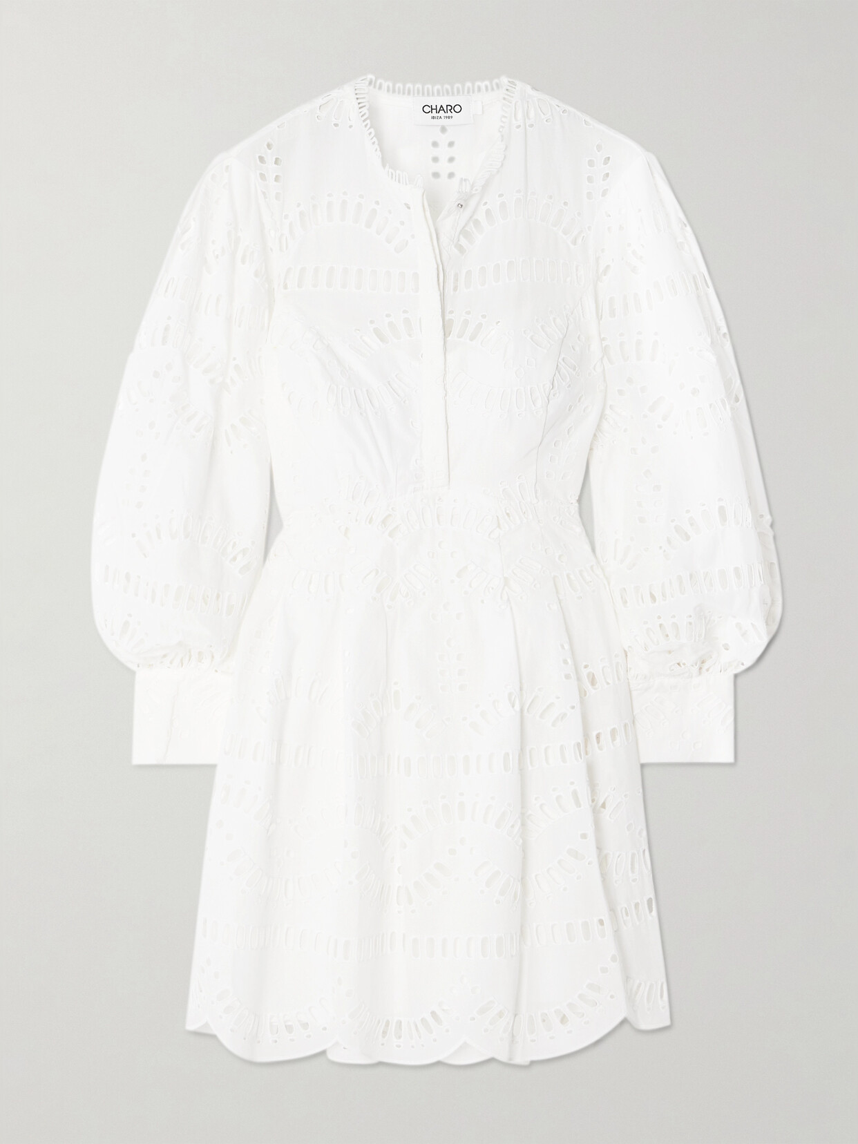 Shop Charo Ruiz Franca Broderie Anglaise Cotton-blend Mini Dress In White