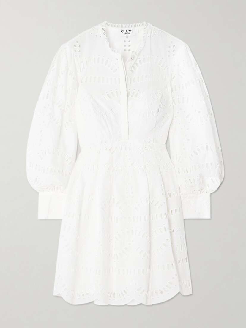 Charo Ruiz Franca Broderie Anglaise Cotton-blend Mini Dress