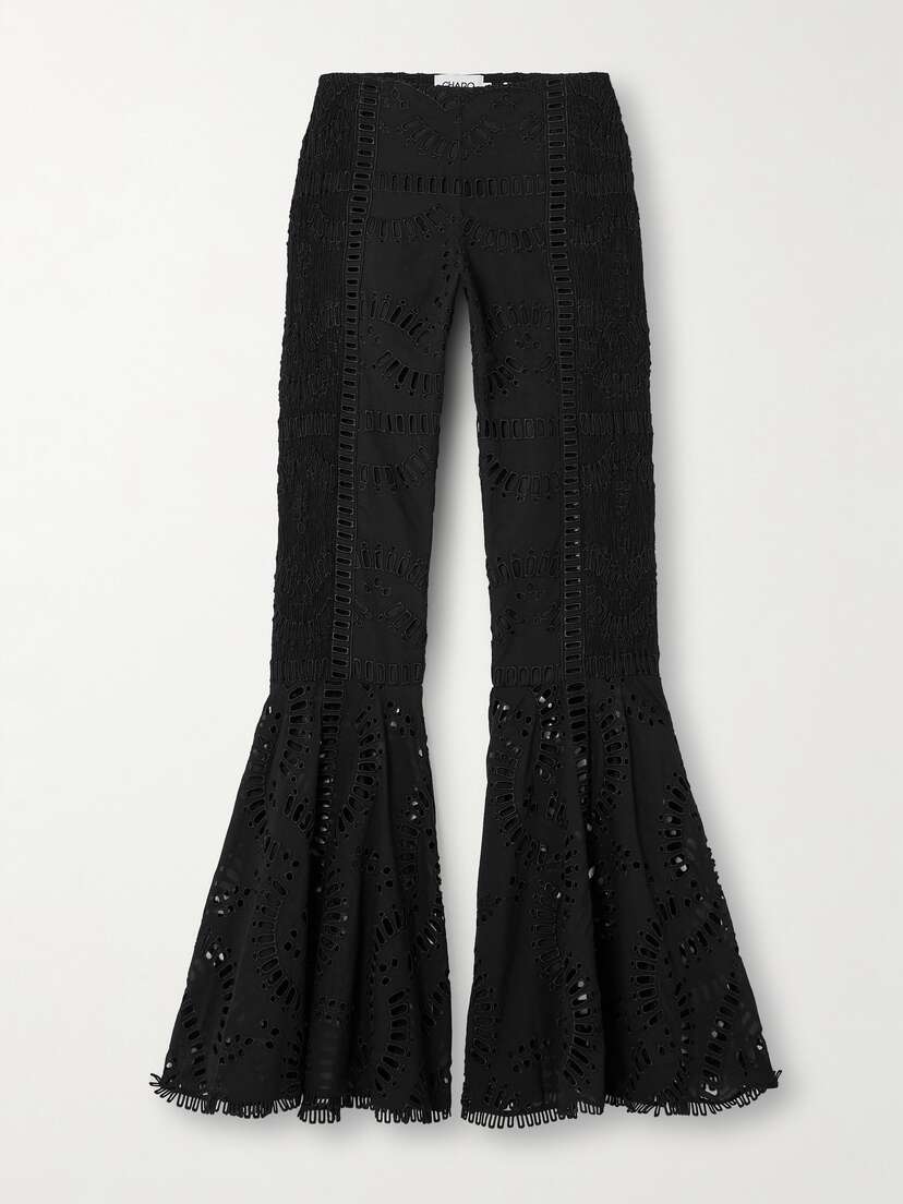 Charo Ruiz Trouk Broderie Anglaise Cotton-blend Flared Pants