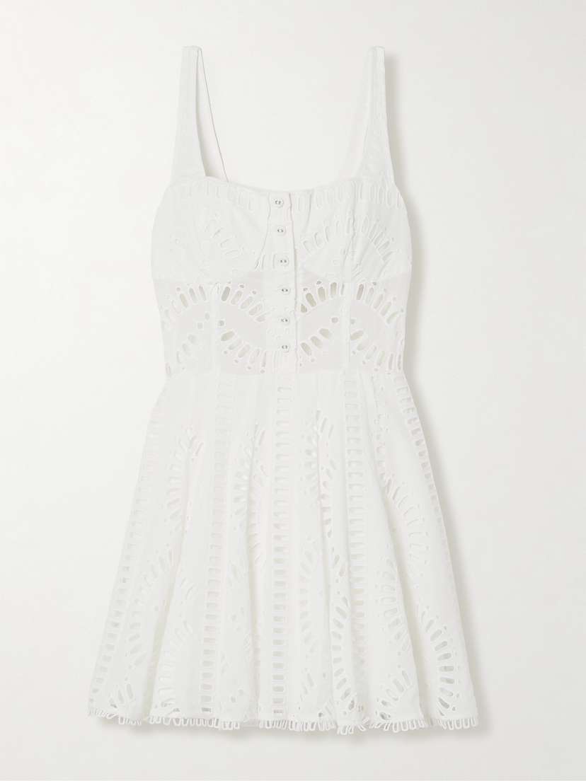 Charo Ruiz Ricka Scalloped Broderie Anglaise Cotton-blend Mini Dress