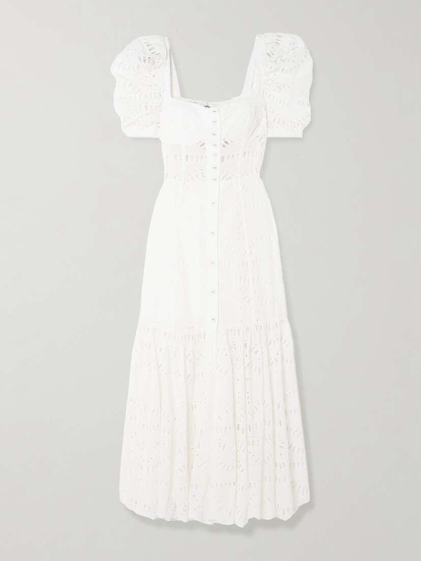 Charo Ruiz Spiana Broderie Anglaise Cotton-blend Maxi Dress