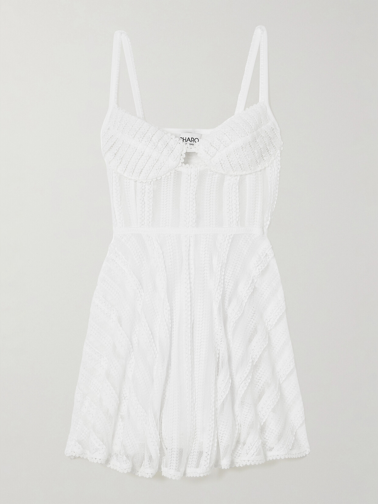 Charo Ruiz - Limmey Scalloped Cutout Cotton-blend Lace Mini Dress - White