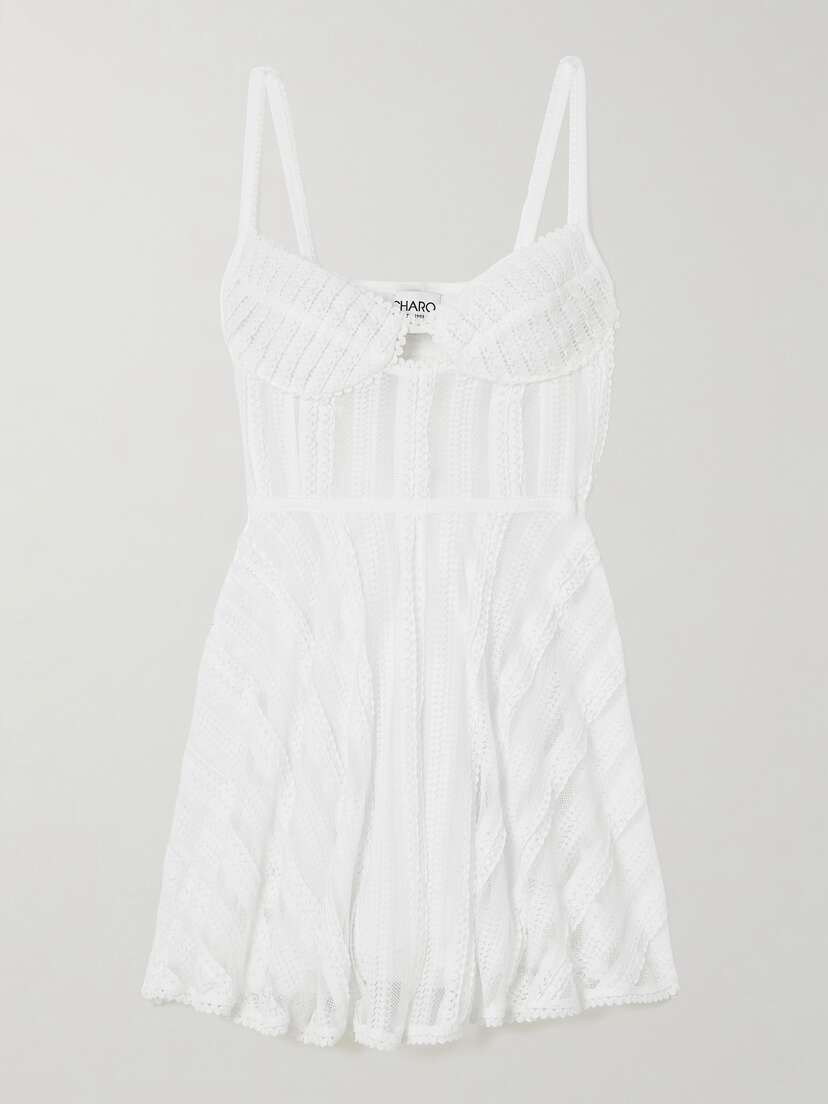 Charo Ruiz Limmey Scalloped Cutout Cotton-blend Lace Mini Dress - x large