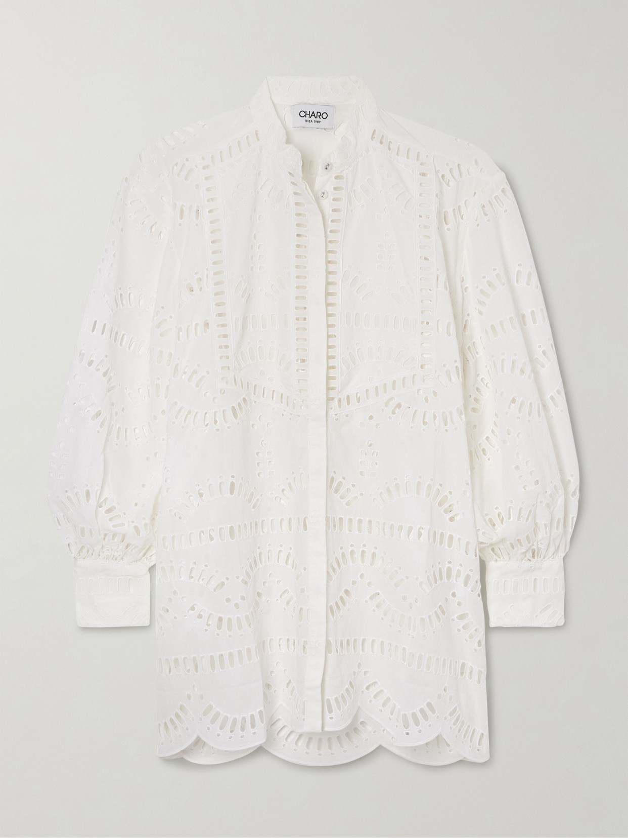 Shop Charo Ruiz Jeky Scalloped Broderie-anglaise Cotton-blend Blouse In White