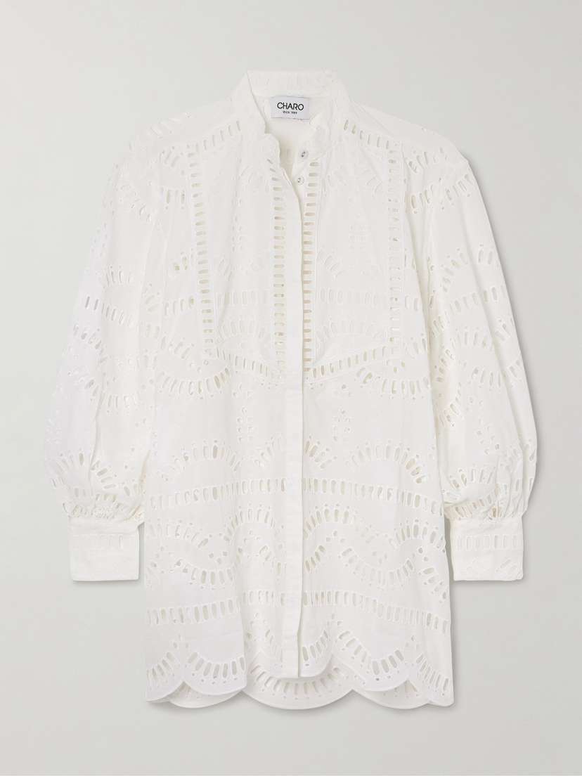 Charo Ruiz Jeky Scalloped Broderie-anglaise Cotton-blend Blouse - x large