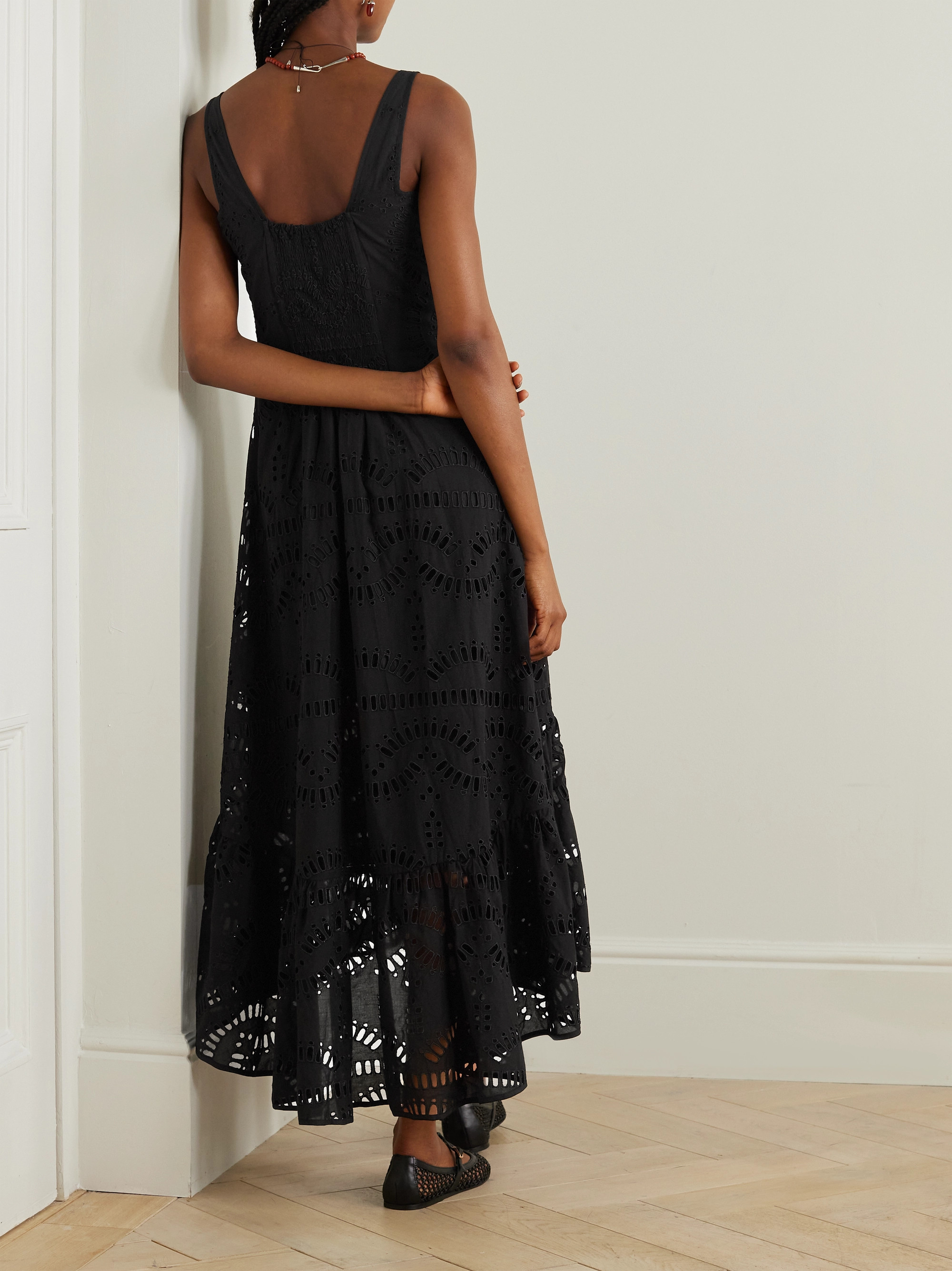 Charo Ruiz Nissy embroidered cutout cotton-blend midi dress