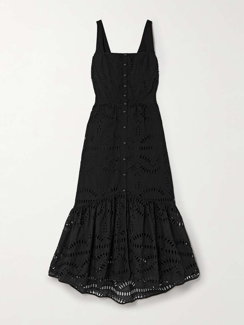 Charo Ruiz Nissy Embroidered Cutout Cotton-blend Midi Dress