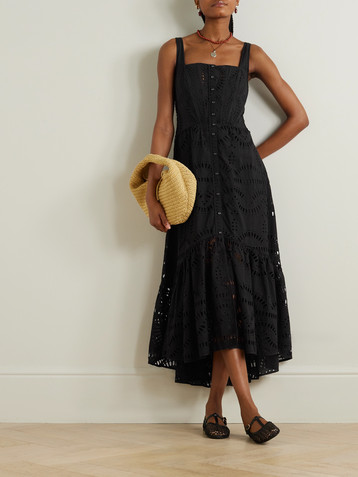 Charo Ruiz Nissy embroidered cutout cotton-blend midi dress