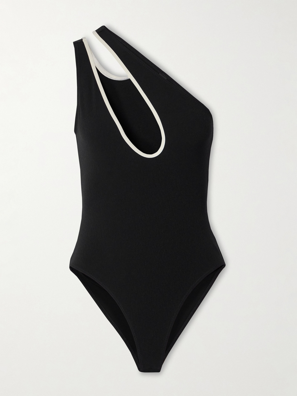 Lisa Marie Fernandez + Net Sustain One-shoulder Cutout Swimsuit In Black