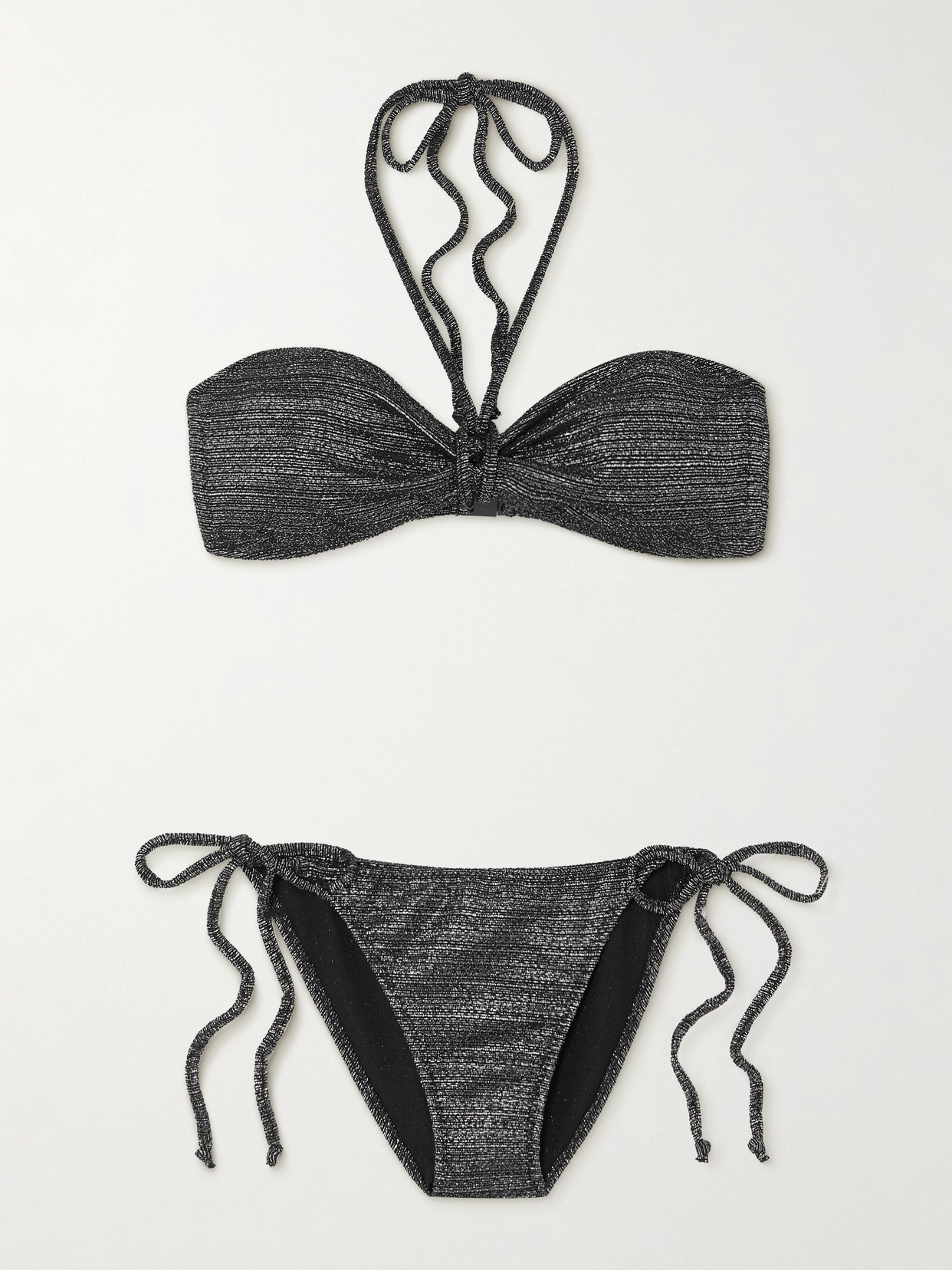 Lisa Marie Fernandez Metallic Jacquard Halterneck Bikini - Silver
