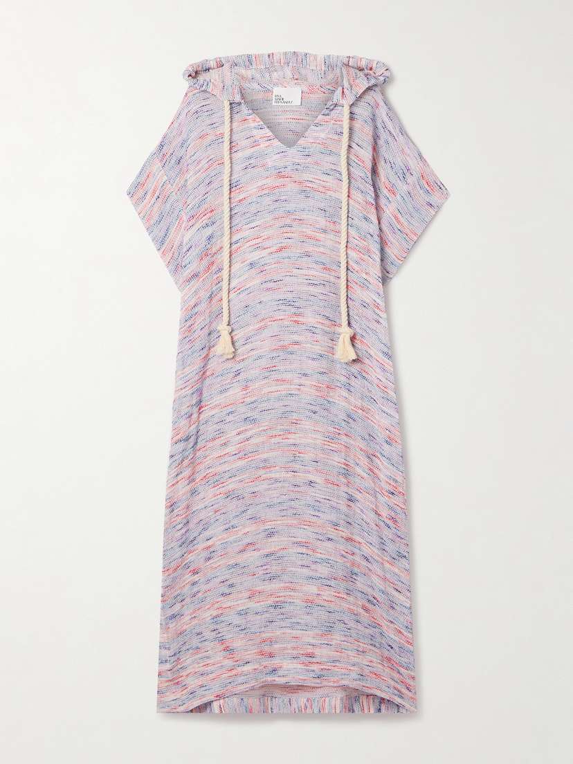 Lisa Marie Fernandez + Net Sustain Hooded Striped Linen-blend Gauze Kaftan
