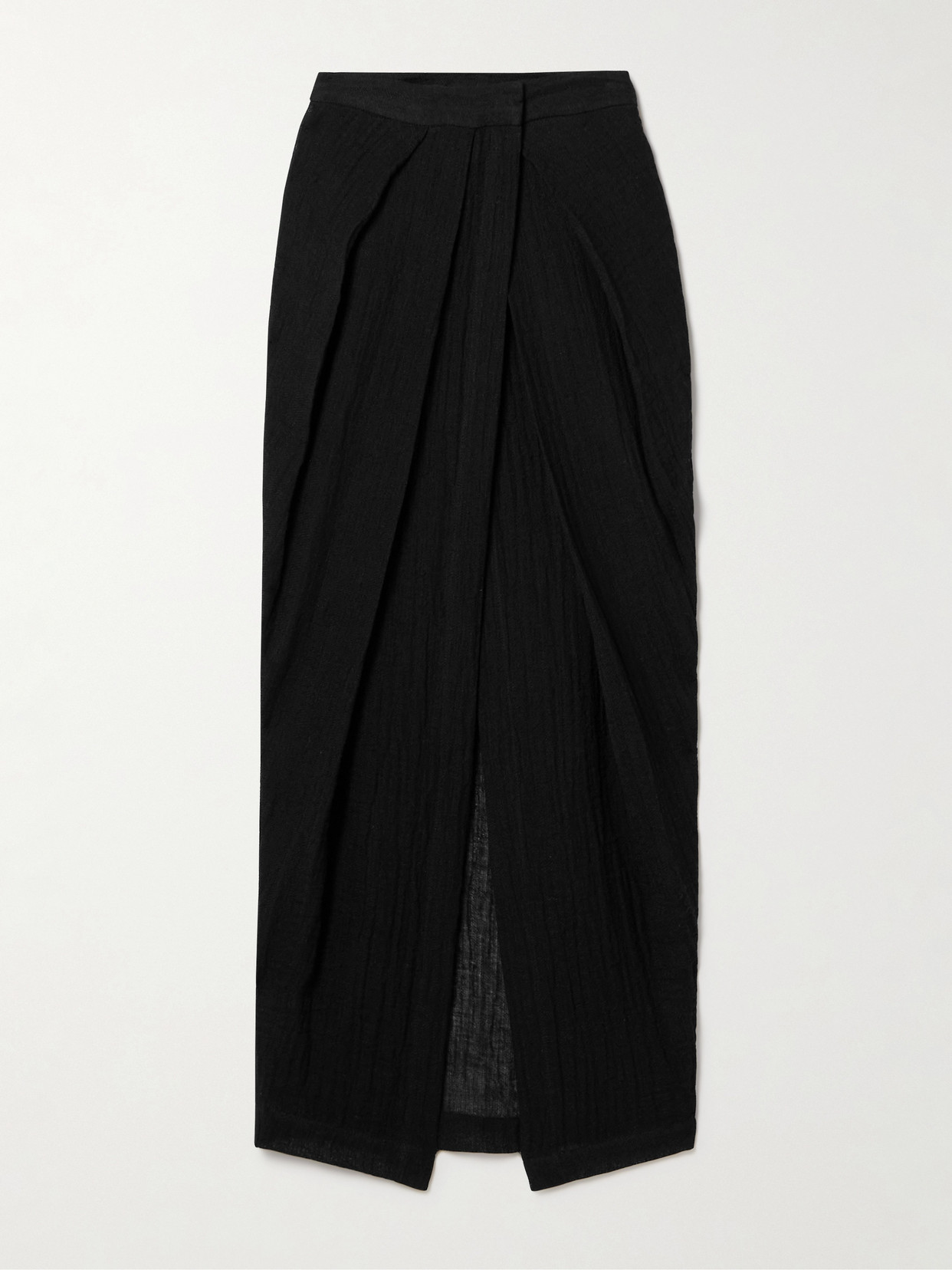 Lisa Marie Fernandez + Net Sustain Pleated Crinkled Linen-blend Gauze Pareo In Black