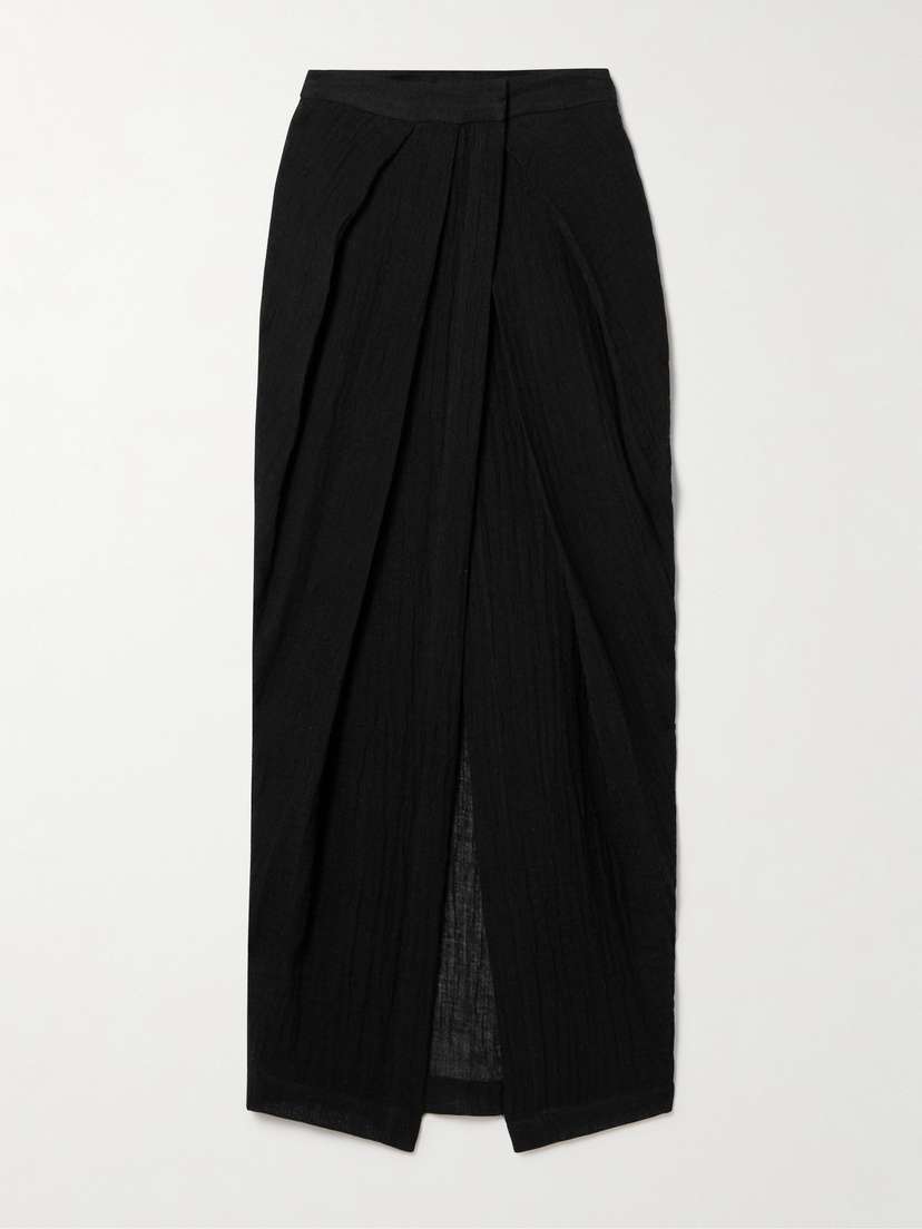 Lisa Marie Fernandez + Net Sustain Pleated Crinkled Linen-blend Gauze Pareo