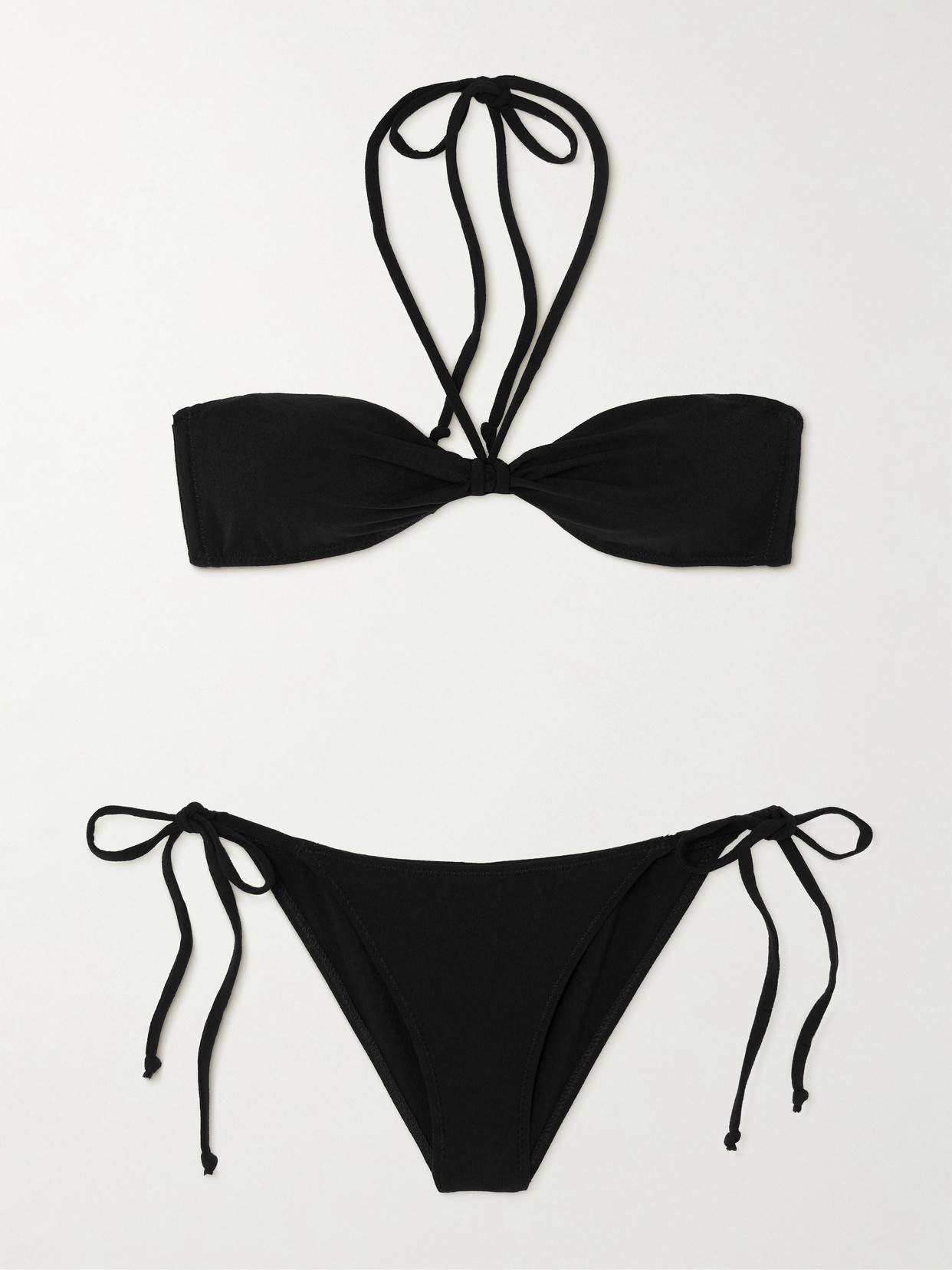 Lisa Marie Fernandez + Net Sustain Gathered Crepe Halterneck Bikini In Black